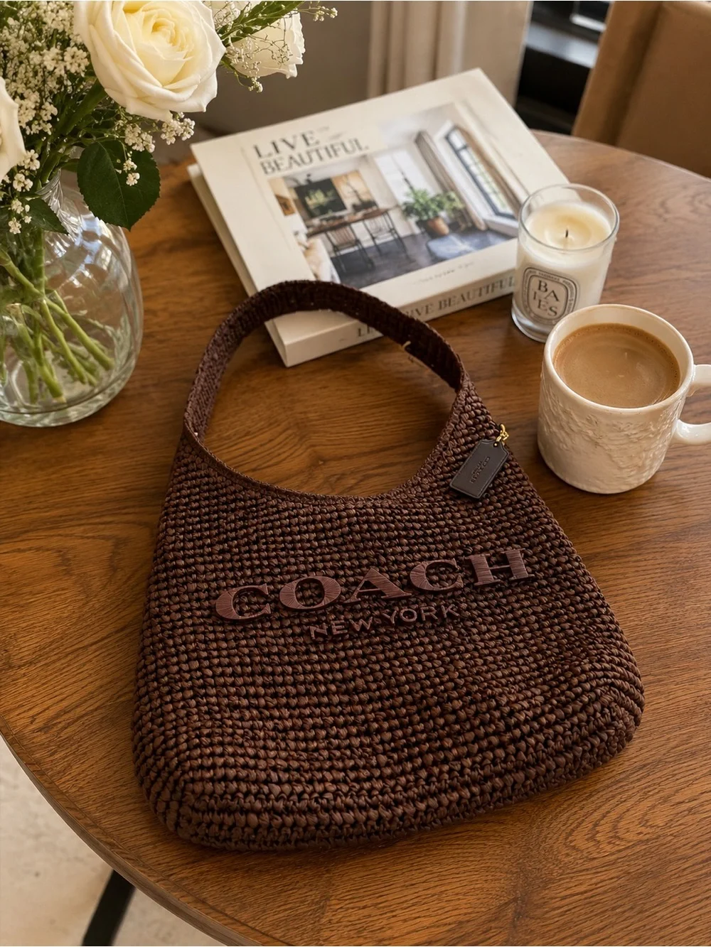 COACH Brown Crocheted Shoulder Bag